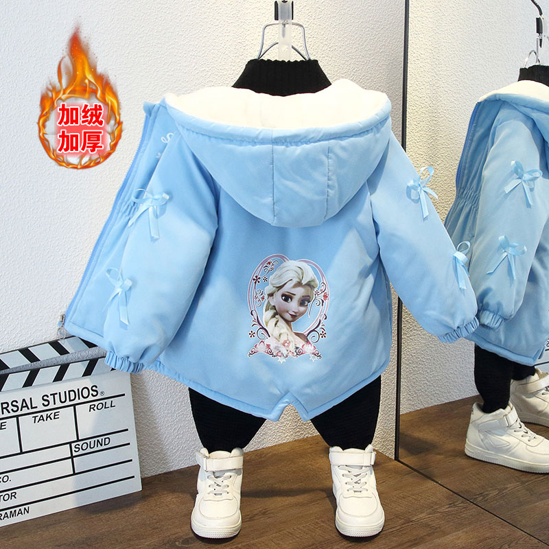 女童加绒外套2025新款儿童冬季保暖休闲上衣洋气宝宝加厚棉服外衣