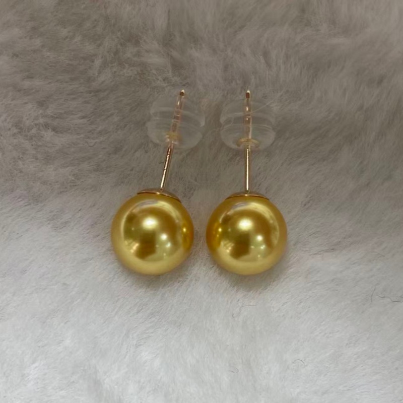 18k海水珍珠耳饰南洋金珠素钉时尚百搭