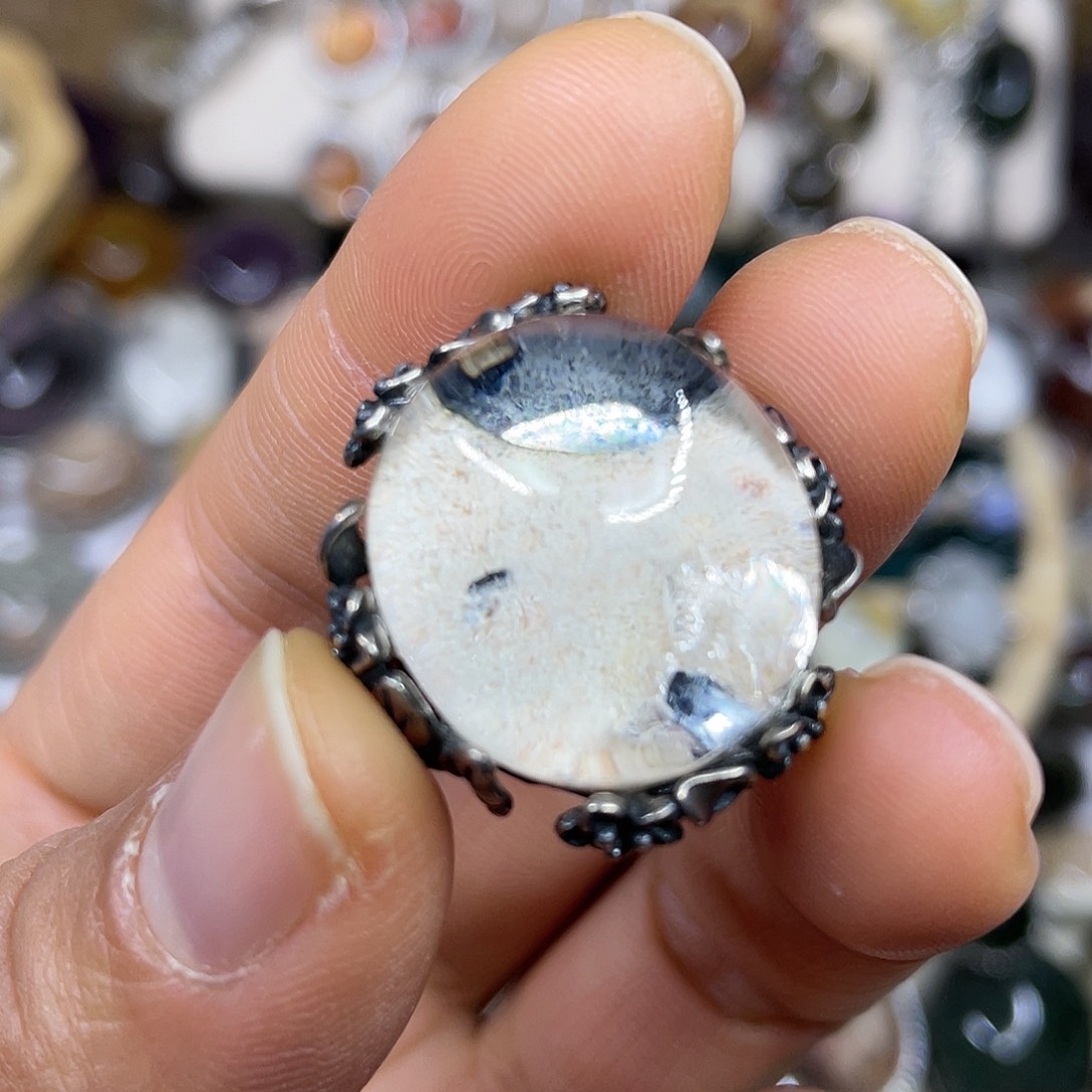 【闪购商品】银S925镶嵌珠宝半成品水晶戒指