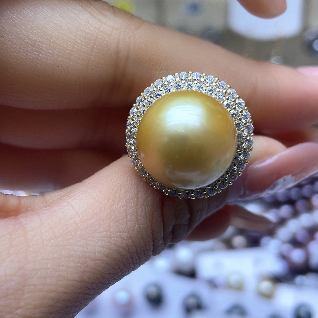 海水珍珠戒指银S925镶嵌