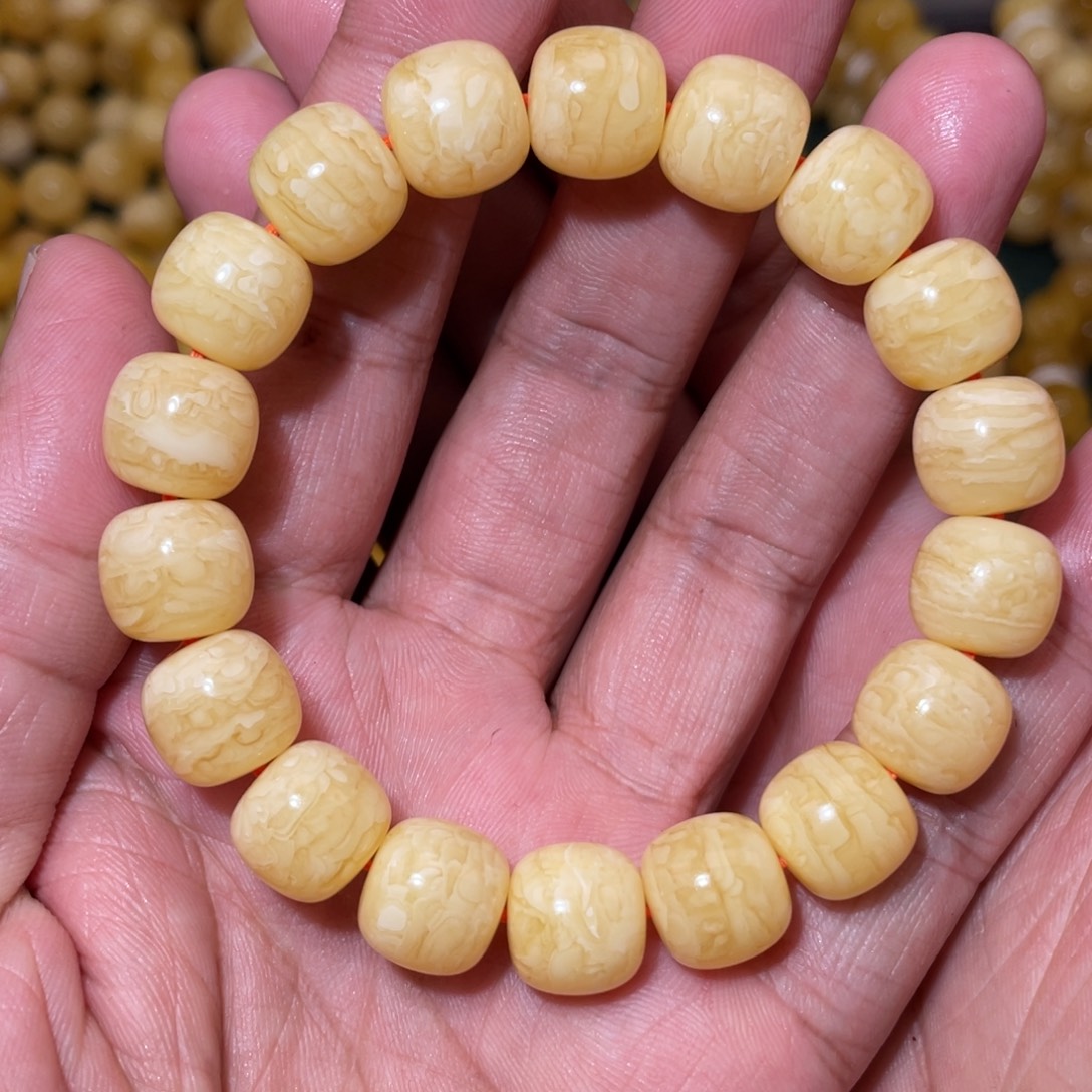 未镶嵌蜜蜡珠宝奇石12mm俄同料虎皮老型手串特价