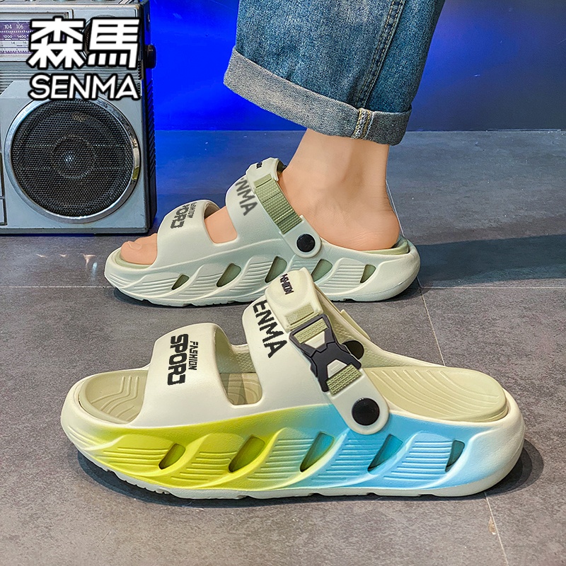 senma森马凉拖鞋男款男生夏季厚底外穿新款沙滩凉鞋软底防滑两穿