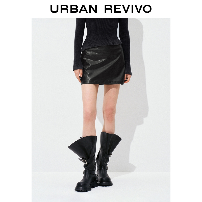 【钟楚曦同款】UR2025秋季新款女复古摩登超短款半裙UYY550052#