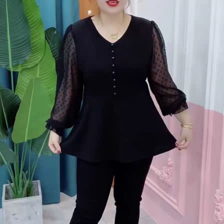 大码女装胖mm显瘦衬衫女2025秋季季女装收腰裙摆小衫遮肚藏肉上衣