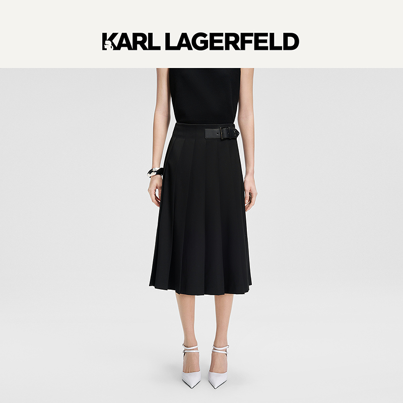【晨粉专享价】KARLLAGERFELD春季黑色半裙M21E1216