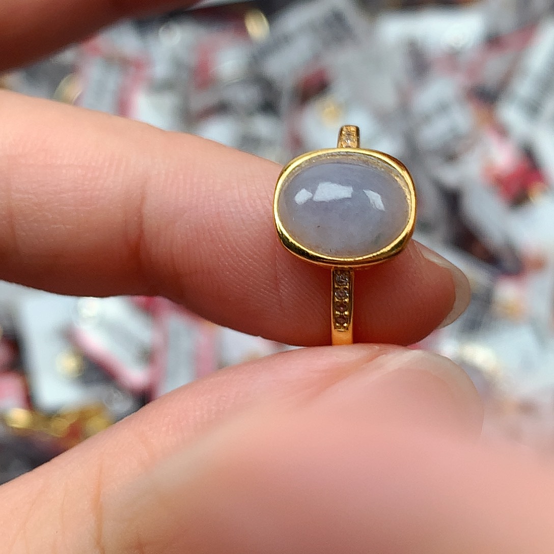 翡翠戒指银S925镶嵌天然翡翠戒指