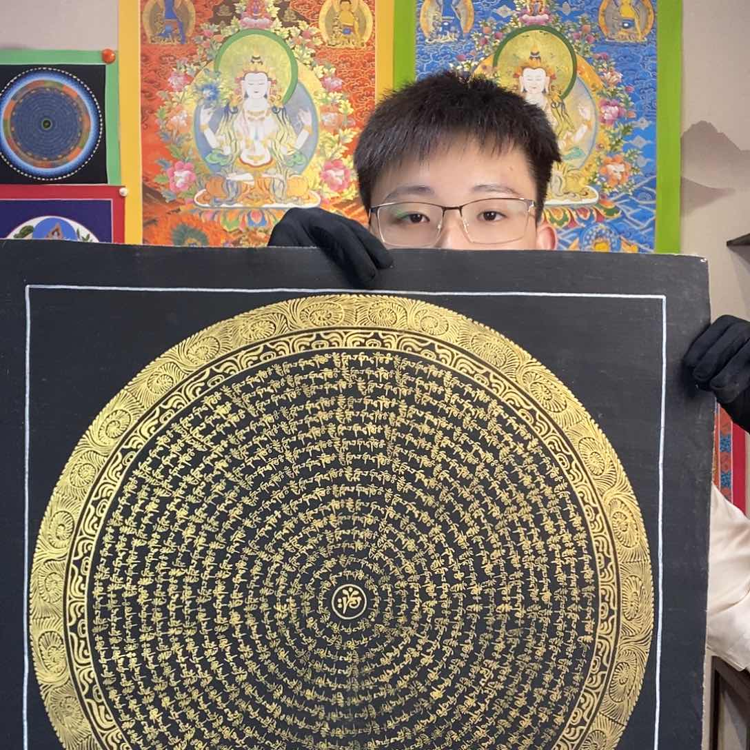 卷轴画纯手绘六字真言唐卡50