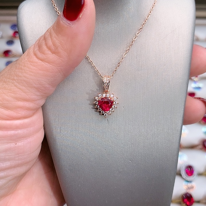 红宝石戒指银S925镶嵌6玫瑰