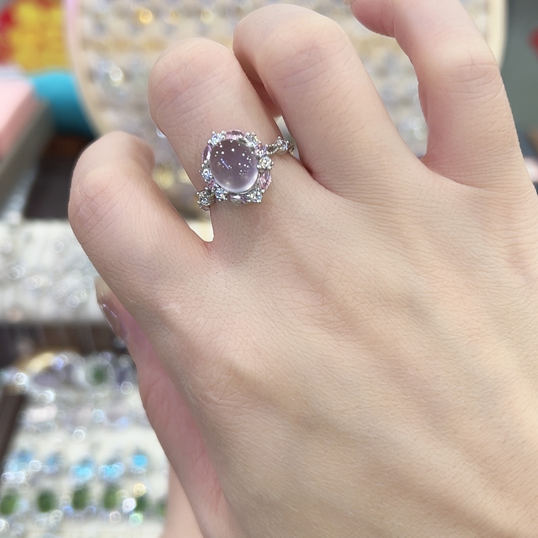 戒指萤石银S925镶嵌