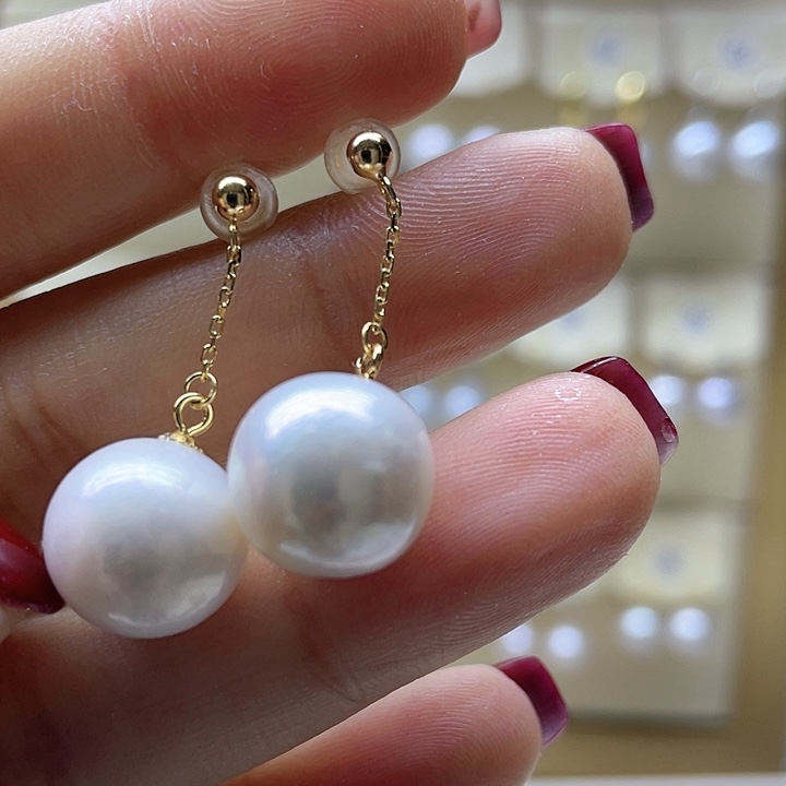 淡水珍珠耳饰银S925镶嵌