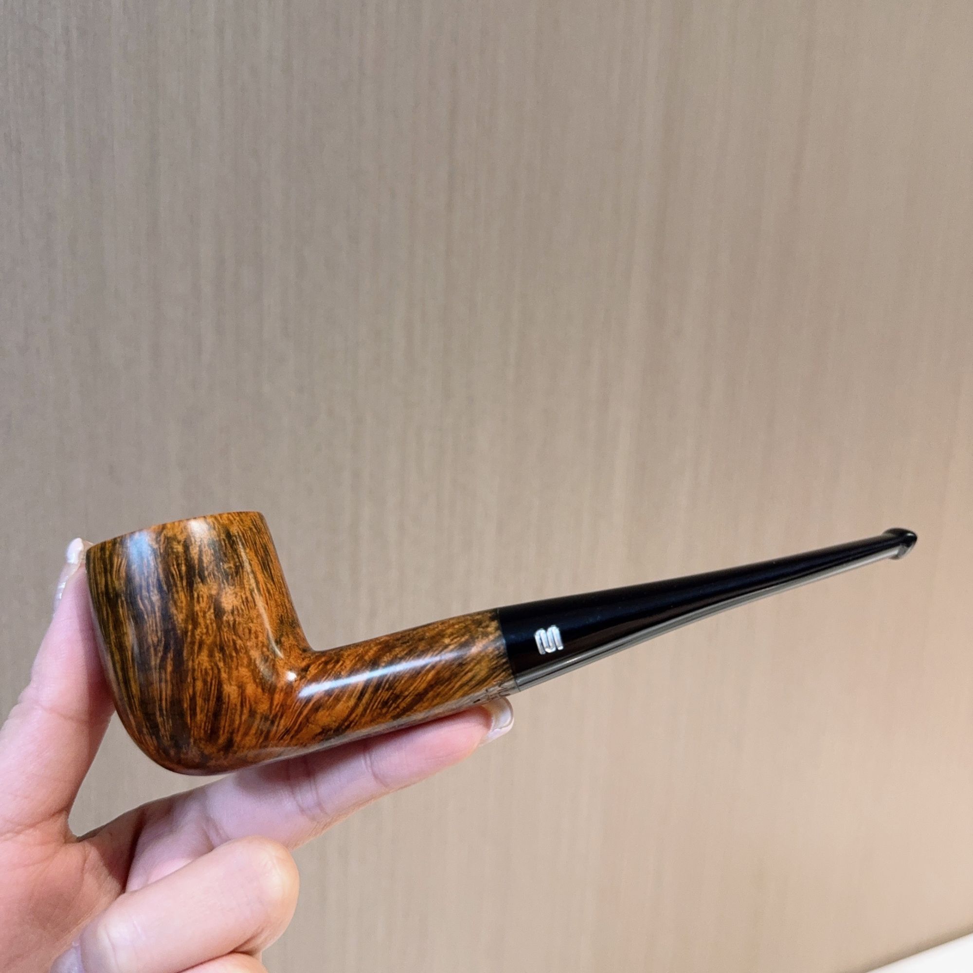 9毫米烟道 经典撞球 男士手工撞球斗直柄实木过滤专用石楠木烟斗