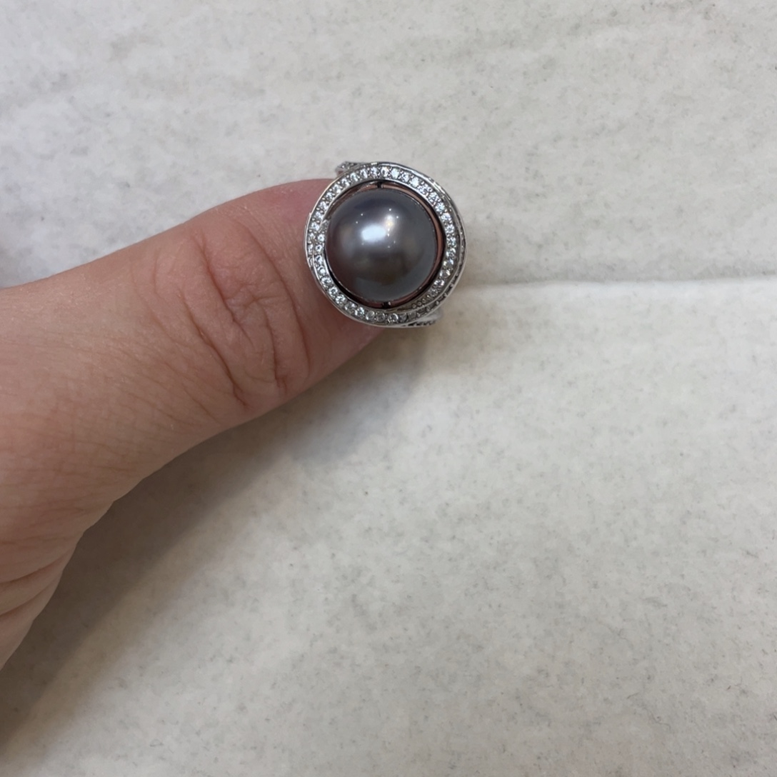 银S925镶嵌海水珍珠戒指
