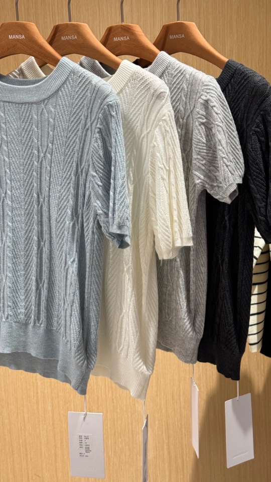 韩系简约显瘦针织短袖