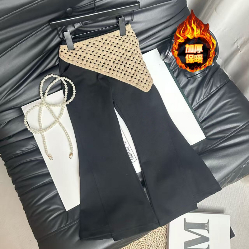 女童韩版时髦喇叭裤2025加绒加厚冬款女童洋气休闲长裤儿童阔腿裤