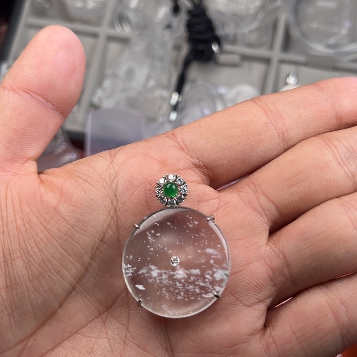 石英质玉银S925镶嵌颈饰