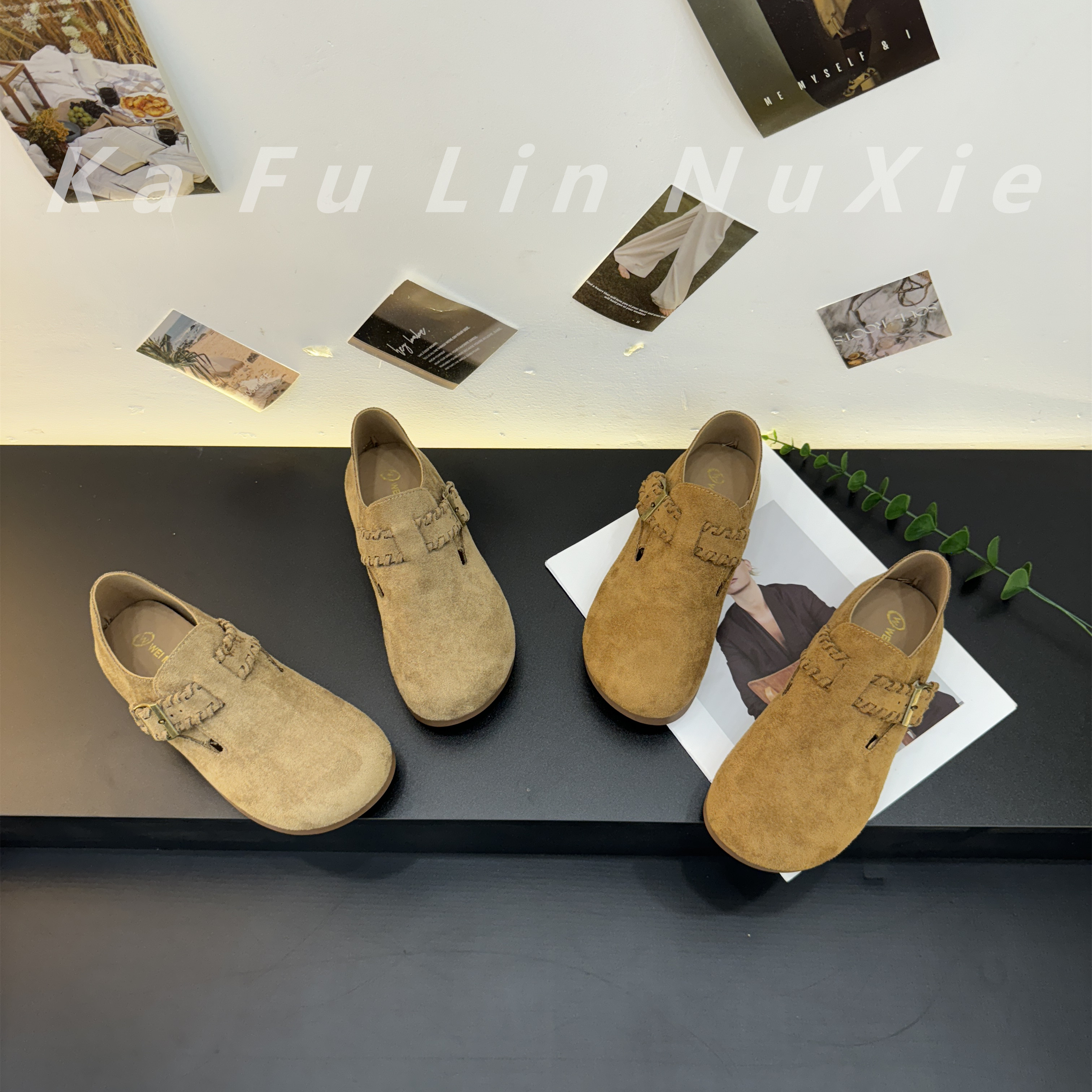 【卡芙琳shoes】一脚蹬懒人鞋勃肯鞋女圆头单鞋百搭复古韩版英伦风