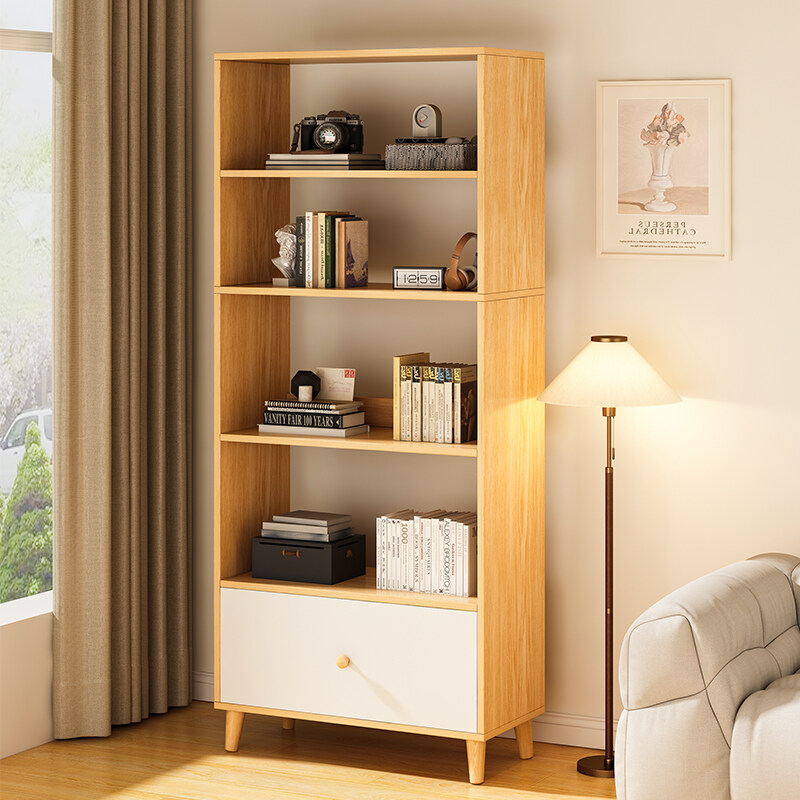 书架落地置物架家用多层简易客厅靠墙柜子储物柜学生矮窄书柜