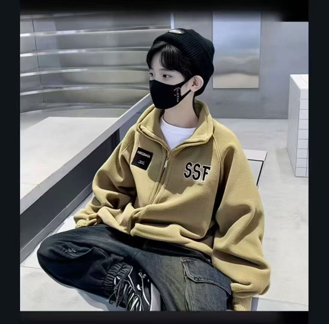 200479童装男童外套2025秋冬儿童韩版潮酷双面奥粒绒拉链外套上潮