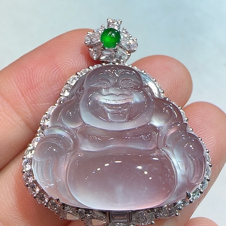 翡翠吊坠(不含链)18K金镶嵌吊坠