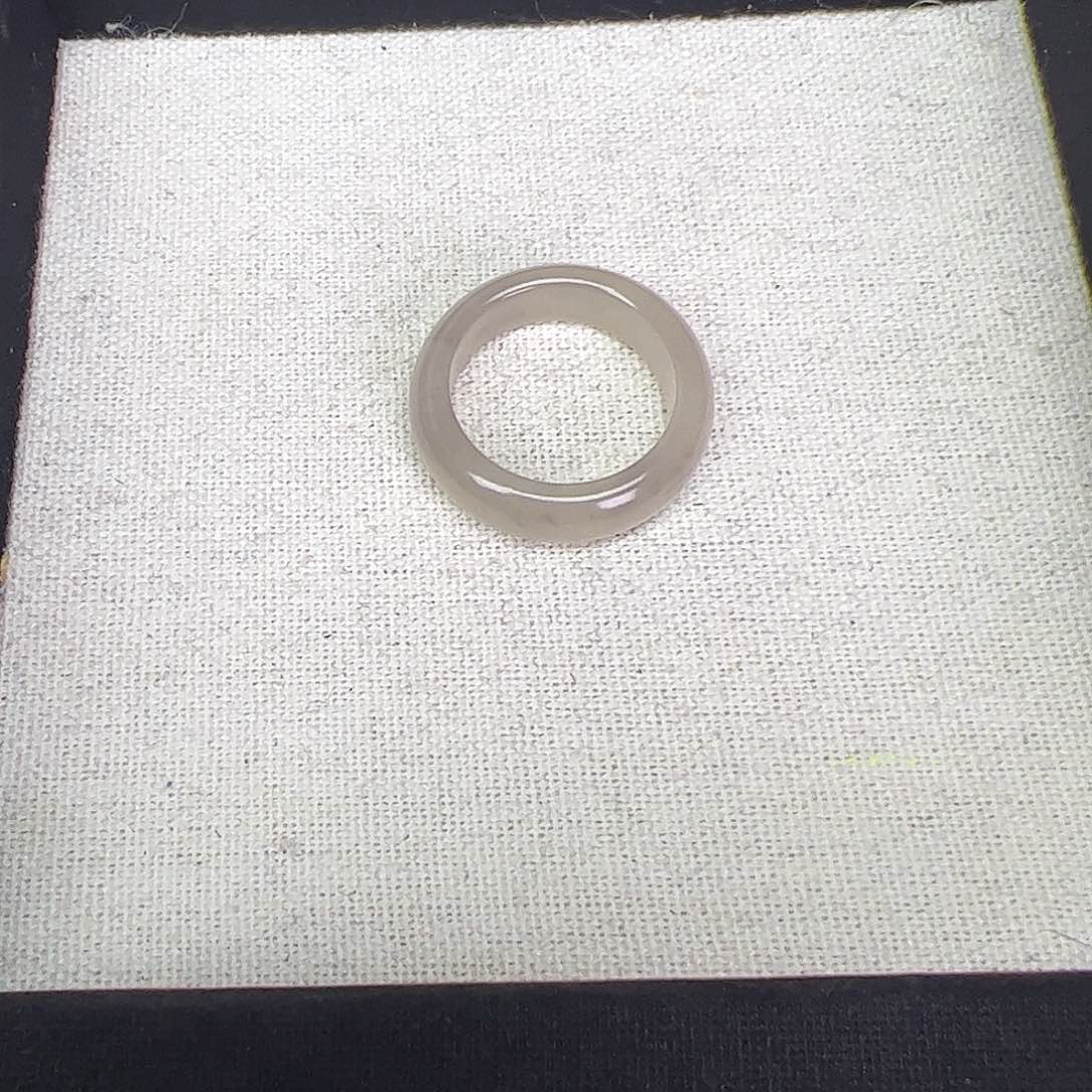 和田玉未镶嵌戒指20号藕+烟灰飘色小灯泡