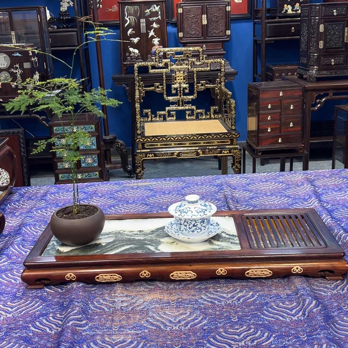 【闪购商品】红酸枝木类成套家具茶盘