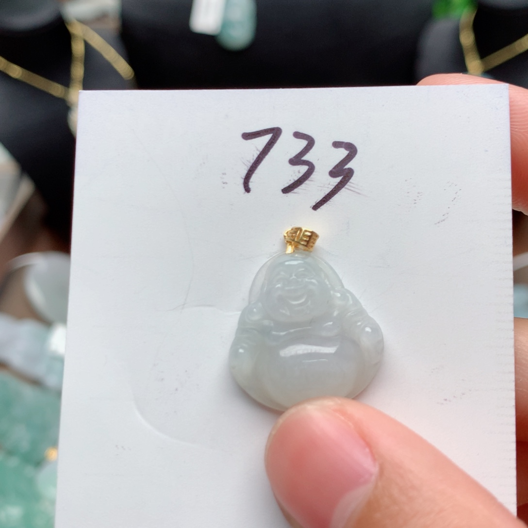 翡翠颈饰银S925镀金镶嵌吊坠