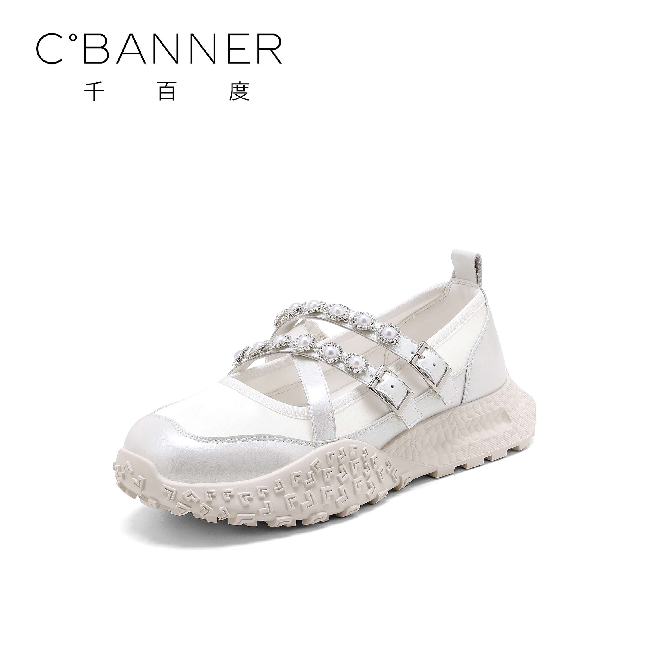 C.BANNER/千百度时尚休闲鞋女2025新款百搭玛丽珍厚底休闲运动鞋