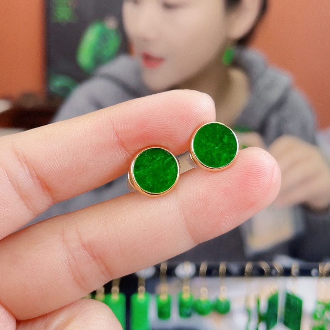 翡翠银S925镶嵌耳饰