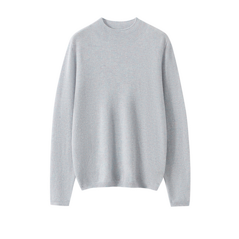 软糯轻柔~100%山羊绒48支半精纺16针无缝平面半高领女简约羊绒衫