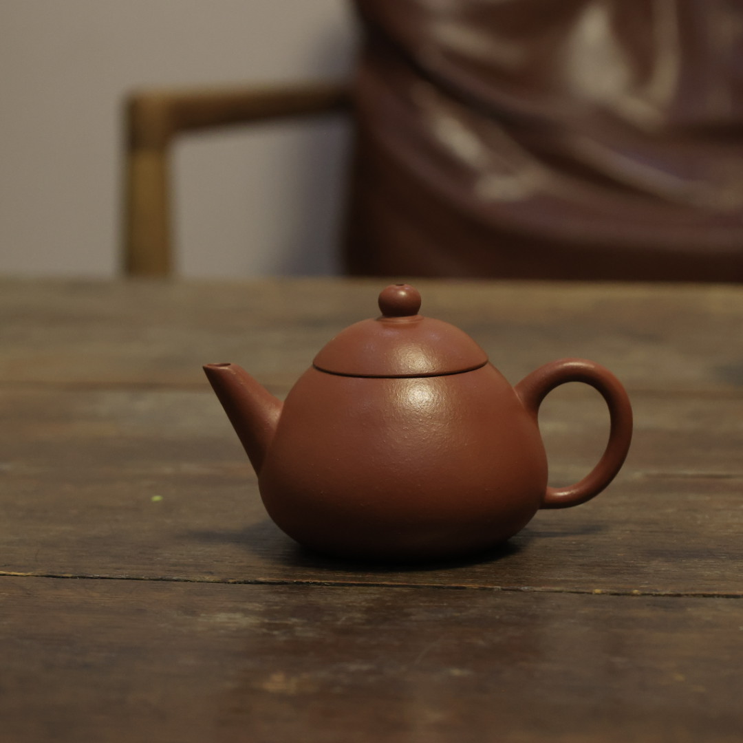 90年代台行定制朱泥三章剑流文旦壶茶具105CC紫砂壶