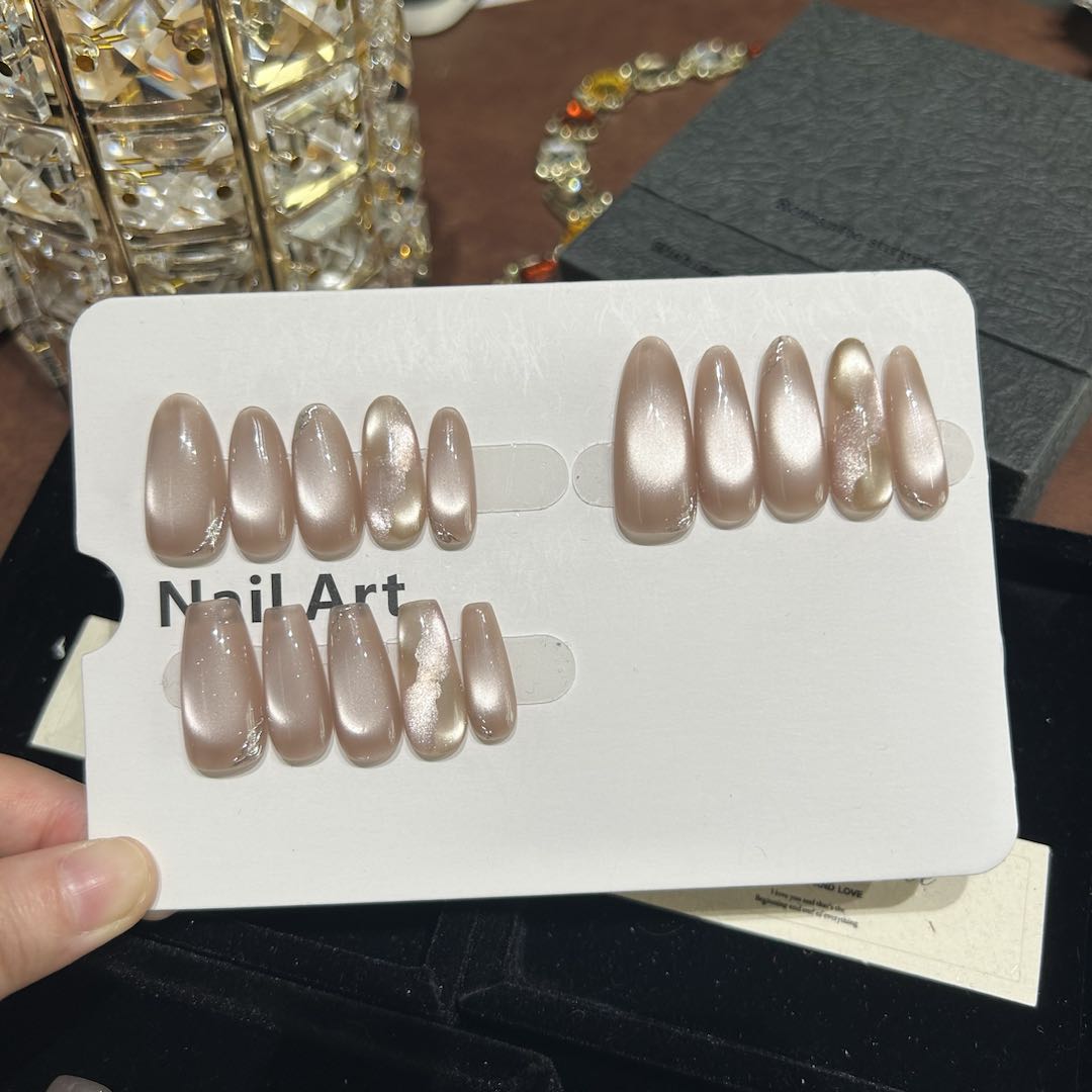 【云海】清透温柔裸色无钻款大理石晕染纯手工穿戴甲