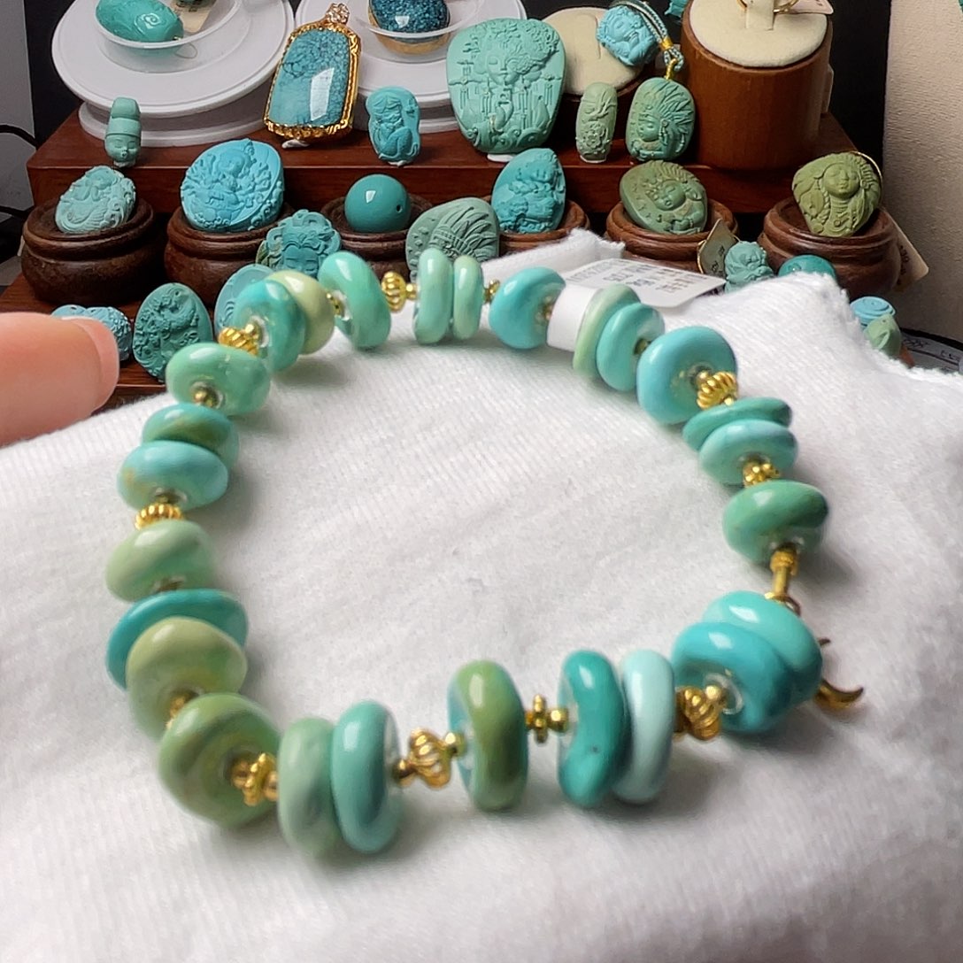 绿松石珠宝奇石18K金镶嵌