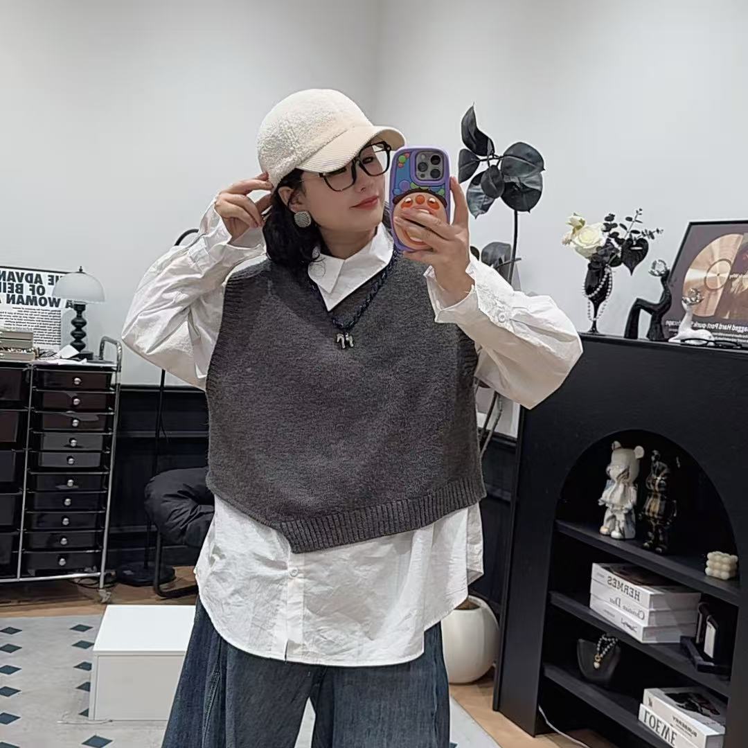 哆唛85199款无袖圆领下摆不规则欧韩时尚潮流休闲秋款针织马甲