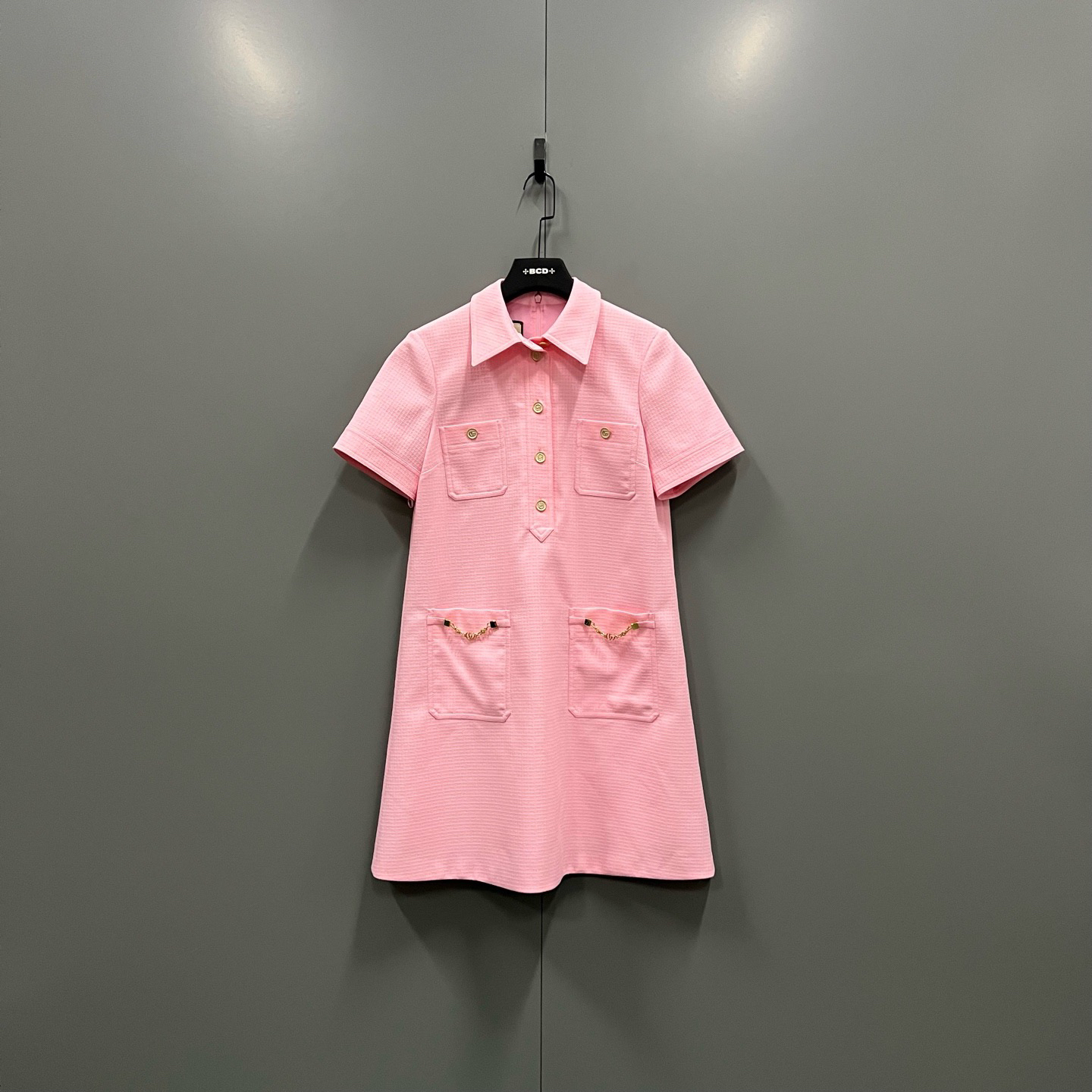 未使用 GUCCI/古驰 zz 粉色链条连衣裙 40码/611655