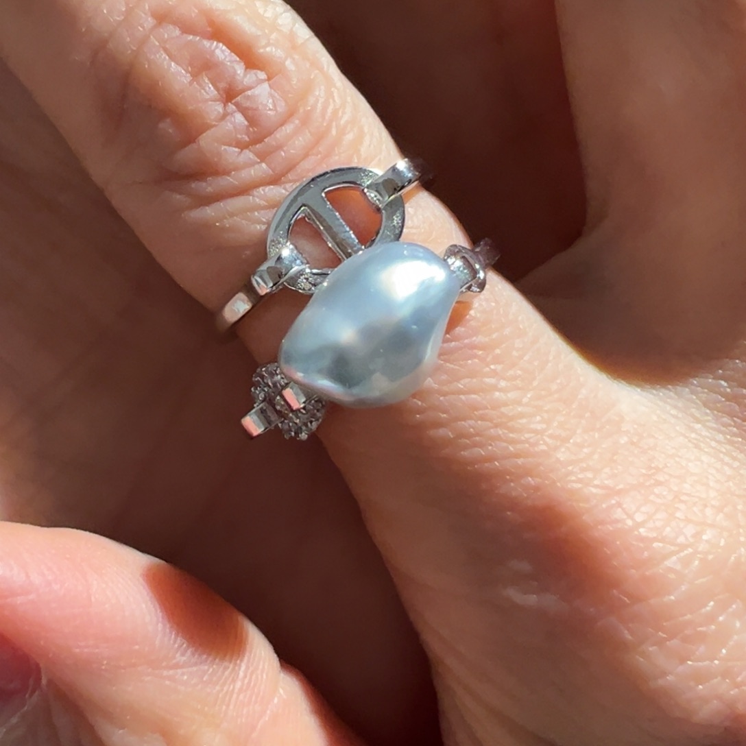 海水珍珠戒指银S925镶嵌