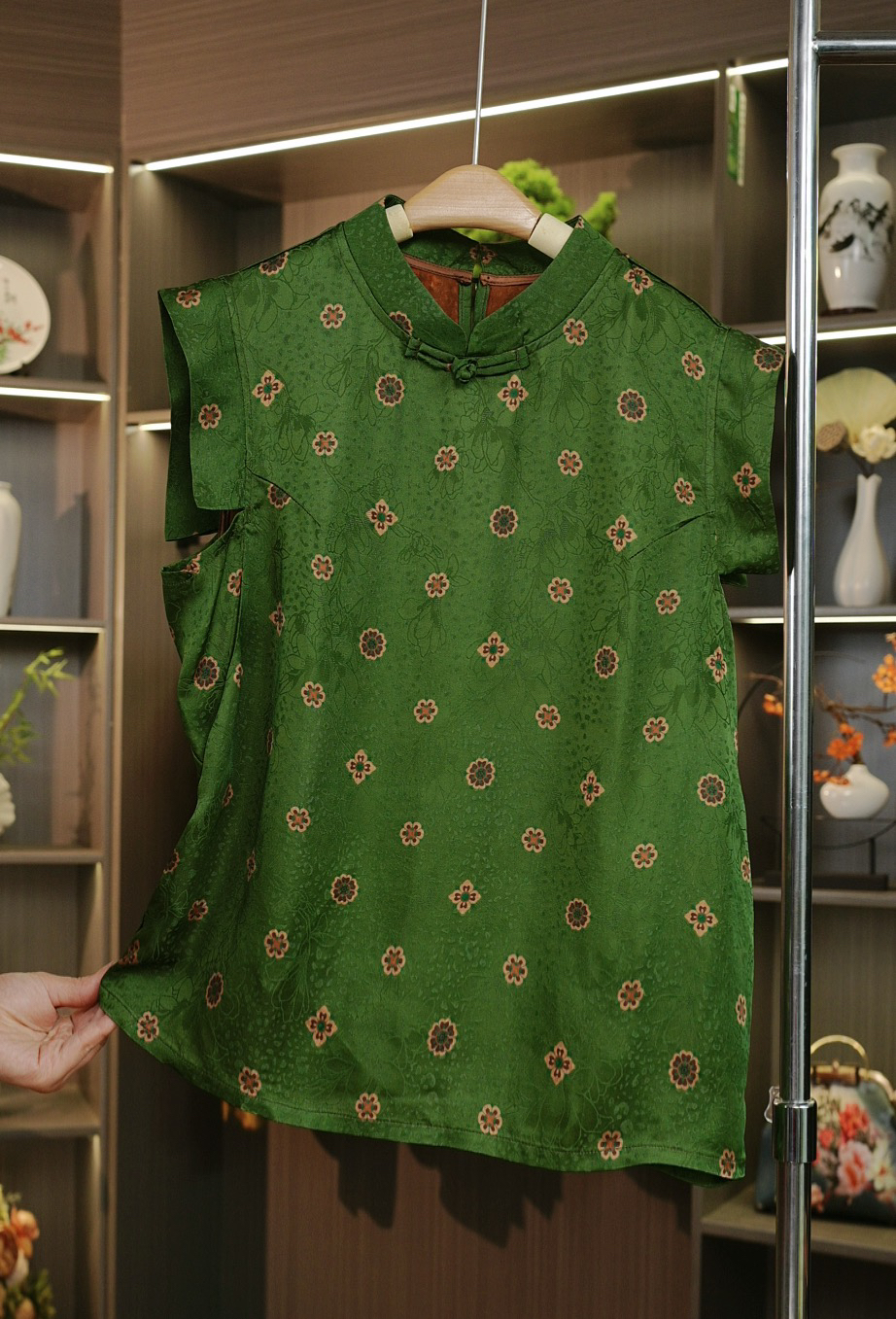 【‌绿荫】新中式夏季新款飞飞袖桑蚕丝提花香云纱清凉短袖