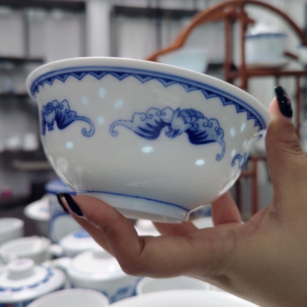 陶瓷五福5寸饭碗一个