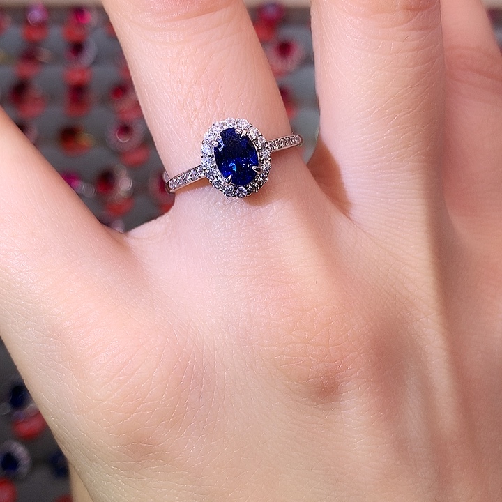 蓝宝石戒指银S925镶嵌