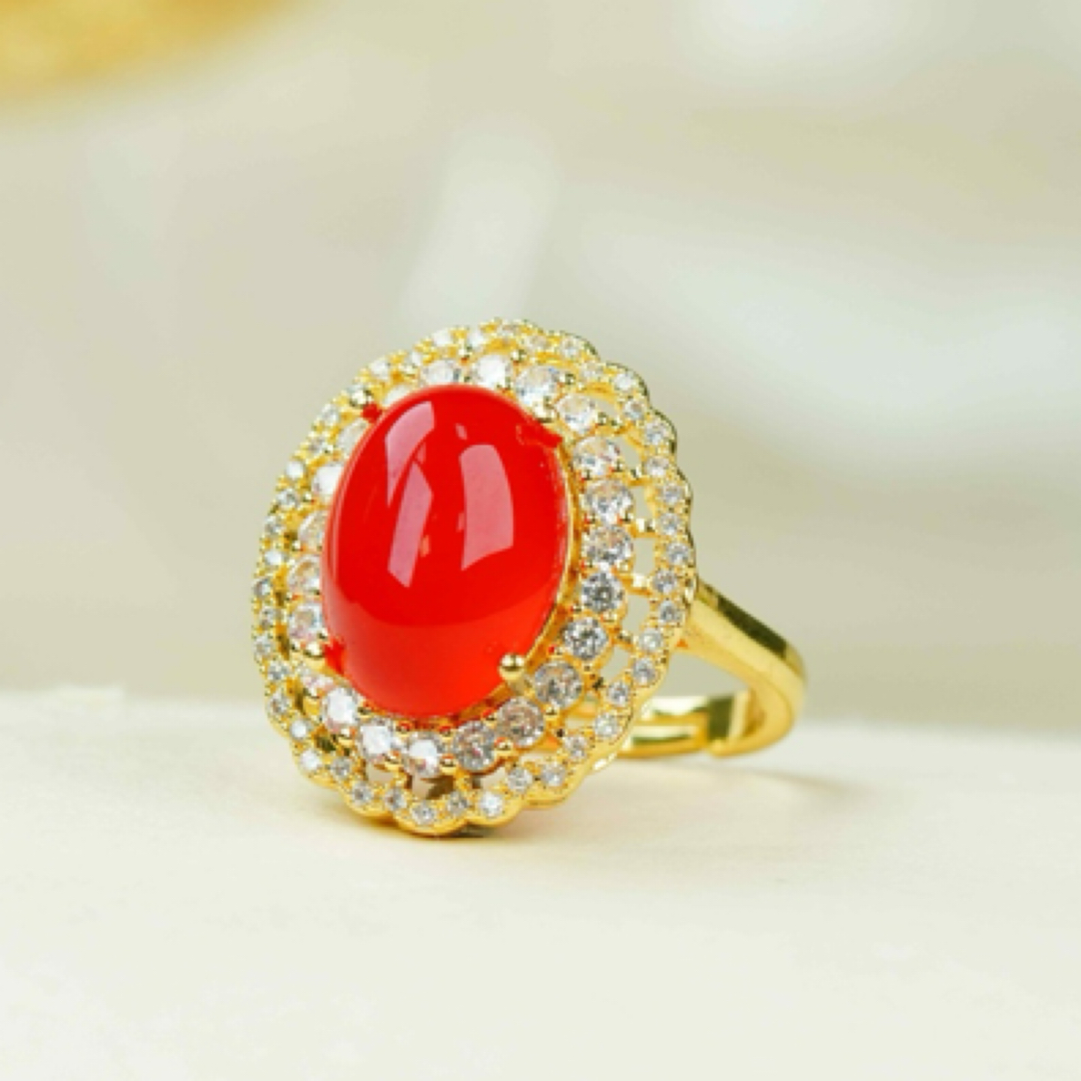 【小满】（53号）红玉髓戒指开口戒指百搭时尚