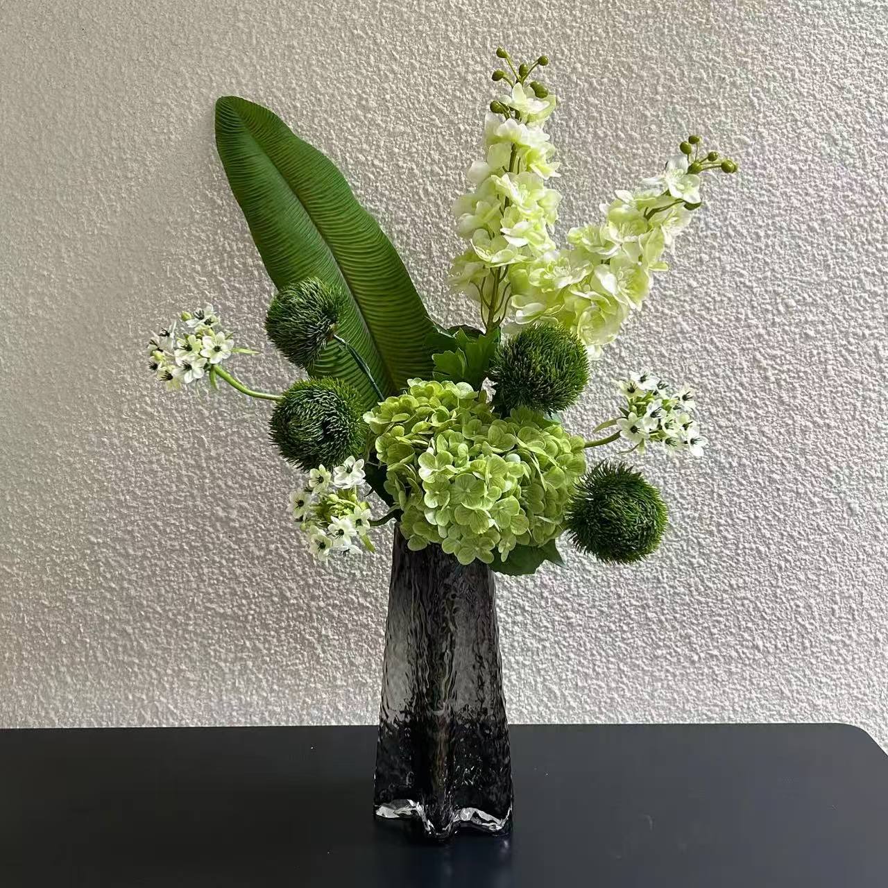 绿野仙踪 设计师手扎花束玻璃花瓶假花仿真花手感花材大空间摆件