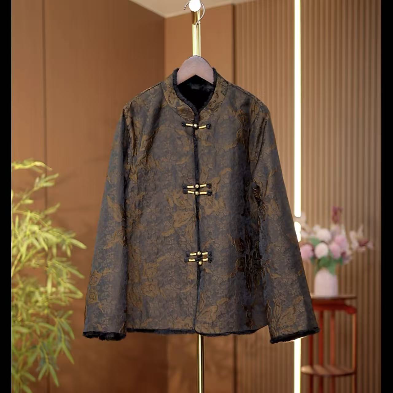 25云绯-新中式国风秋老料双面貂长袖外套0815