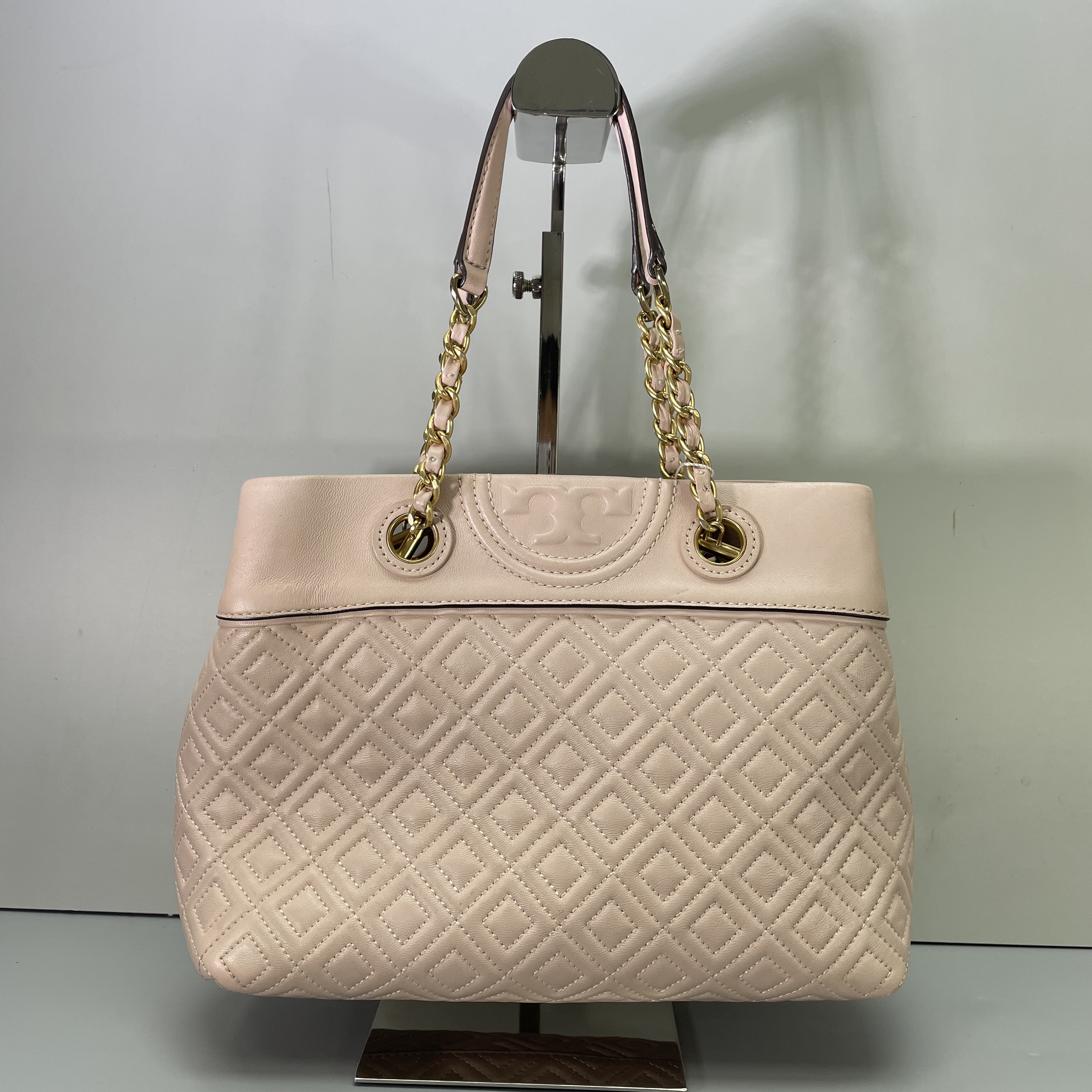 90新 TORY BURCH/汤丽柏琦 小林粉色小号托特包26*19*10cmB052105