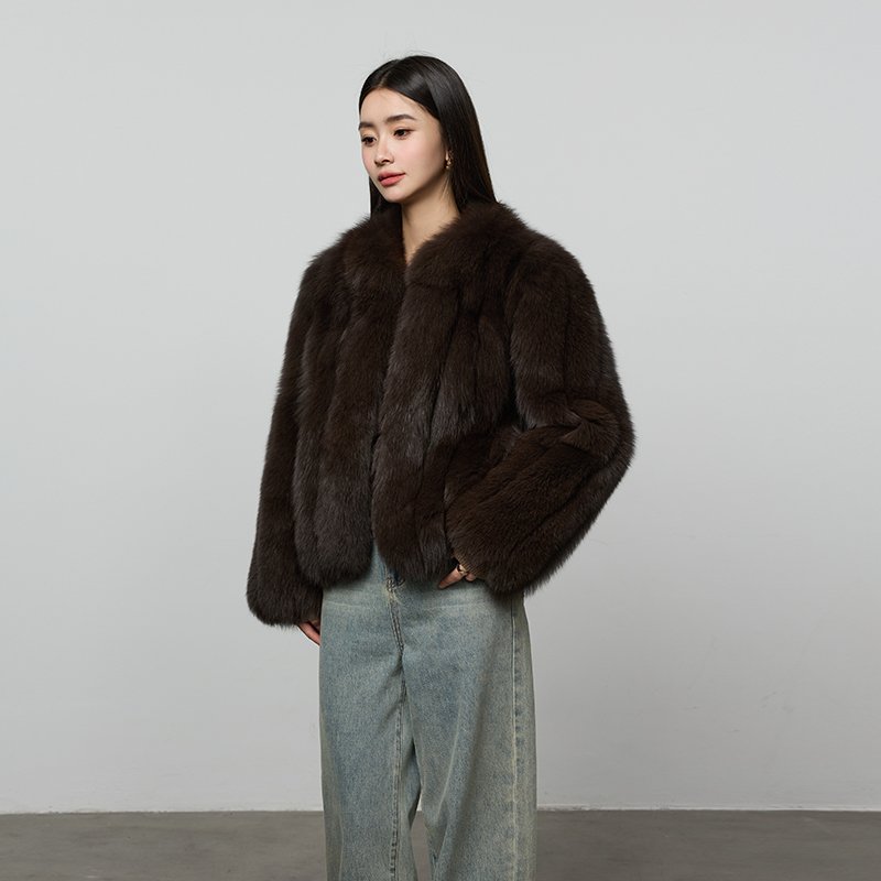 莫奈夜曲2025整皮狐狸毛皮草外套女短款进口芬兰毛毛大衣24956