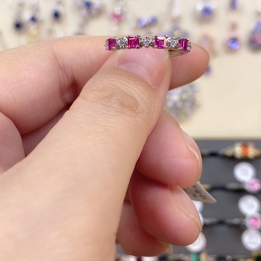 红宝石戒指银S925镶嵌