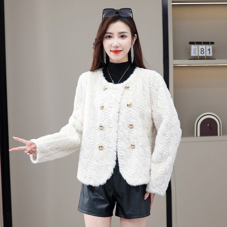 冬季新款女士加厚短款毛毛慵懒风高级感外套