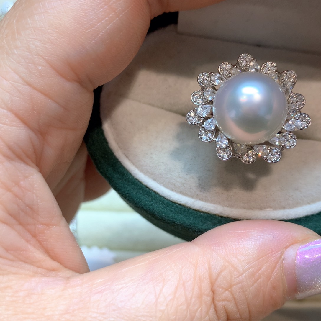 海水珍珠戒指银S925镶嵌