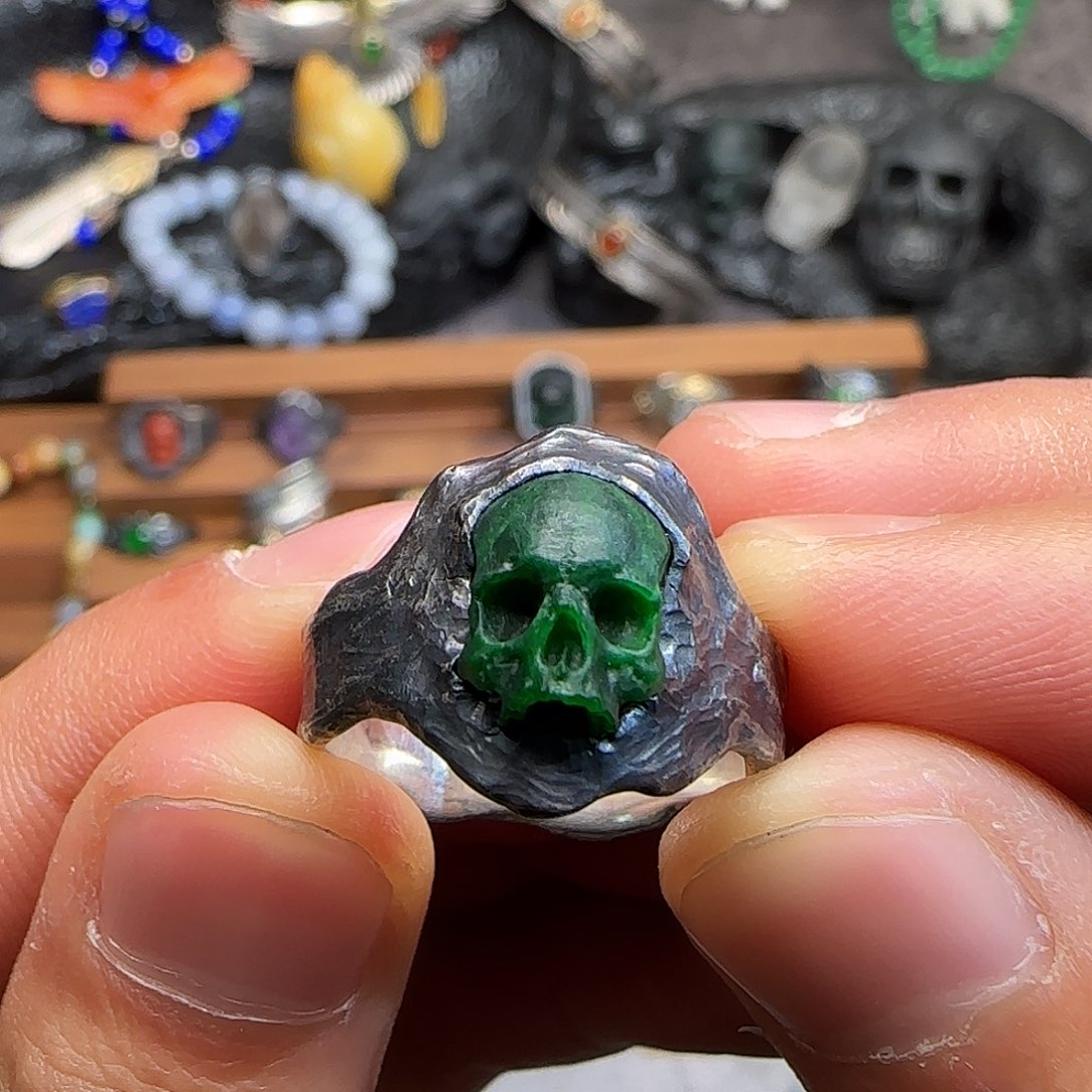 叶***界翡翠银S925镶嵌戒指