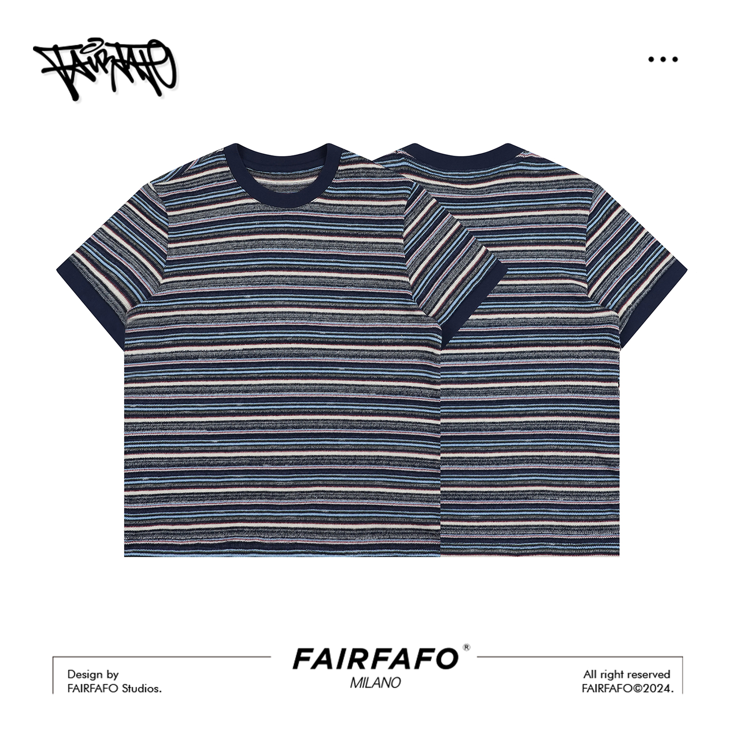 FAIRFAFO林肉肉【设计感条纹T恤】MK24DX572圆领春夏潮流ol撞色