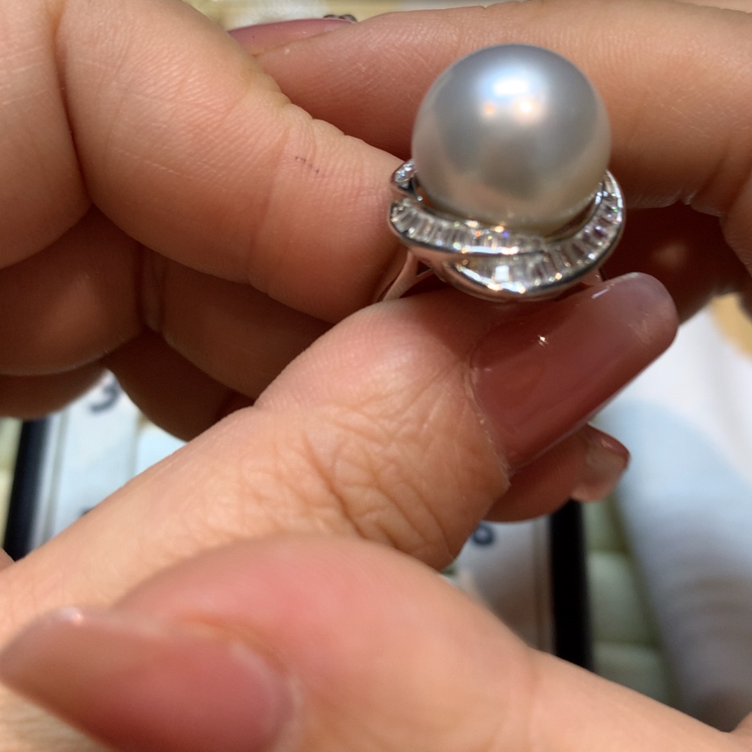 海水珍珠戒指银S925镶嵌
