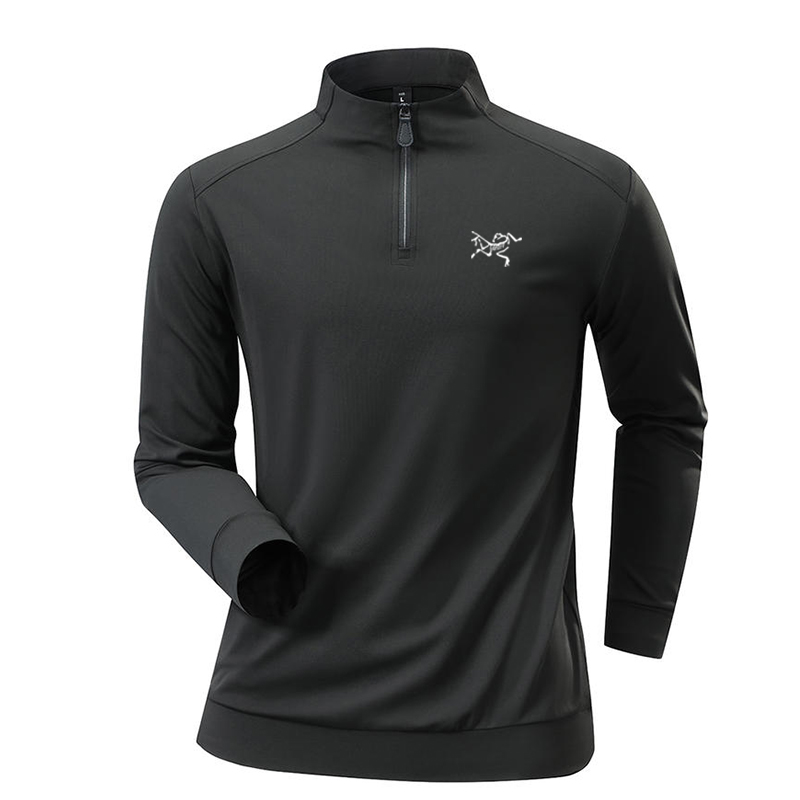 【折扣清仓】新款秋冬长袖户外运动t恤半拉链领男休闲排汗上衣透气